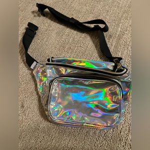 Large iridescent fanny pack